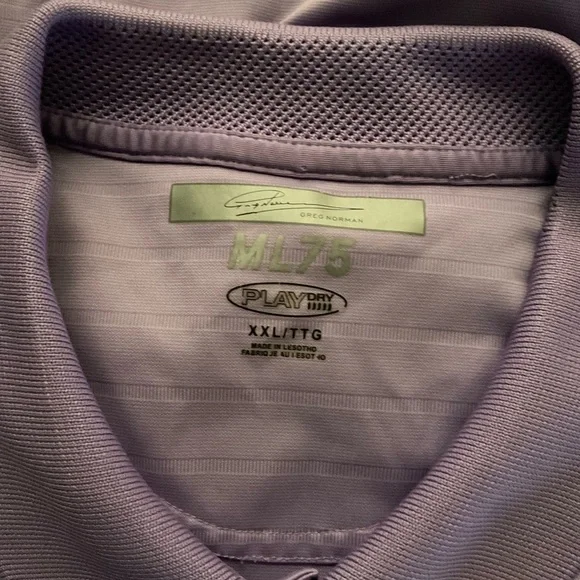 Men’s used size 2XL XXL Greg Norman purple striped play dry golf polo shirt - Picture 2 of 3